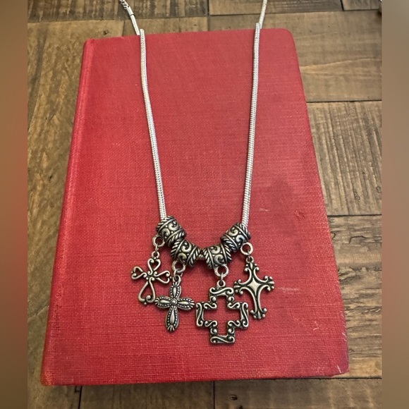 Set of 4 Cross Jewelry Charms for necklace or bracelet, gunmetal color. - Picture 9 of 11